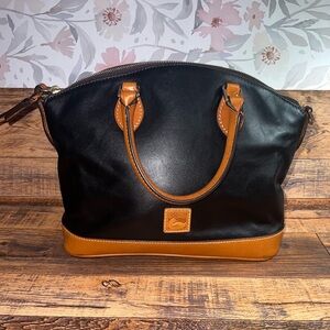 Dooney & Bourke Black and Tan Leather Tote EUC
